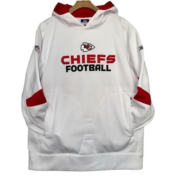 NFL Men’s Size M White red Kansas City KS Chiefs Football Hooded Sweatshirt - Picture 1 of 8